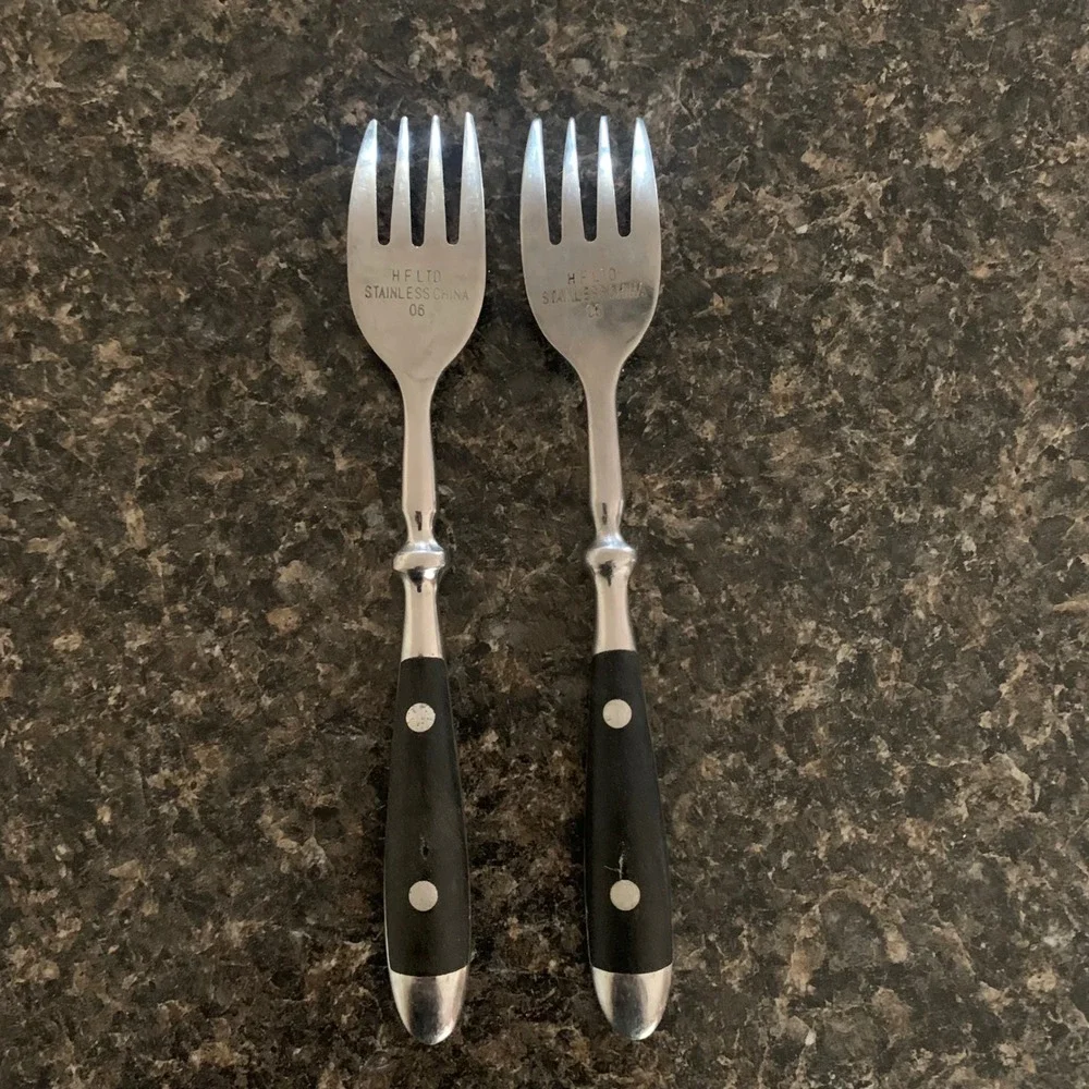 Hampton Silversmiths BISTRO BLACK Salad Forks Lot Set of 2 Stainless